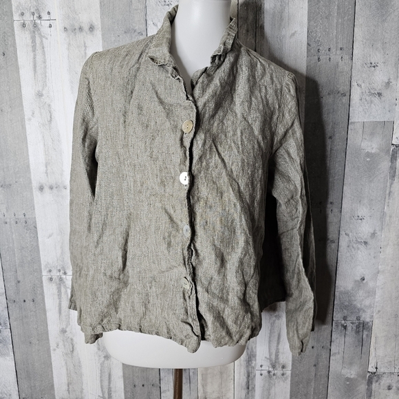 Bryn Walker Large Button Front Linen Lagenlook Top - Picture 1 of 9